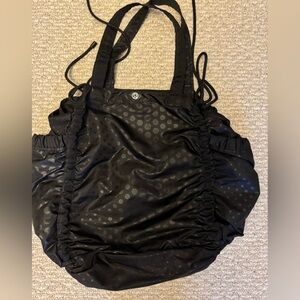 Black Tote Bag with Polka Dot Design